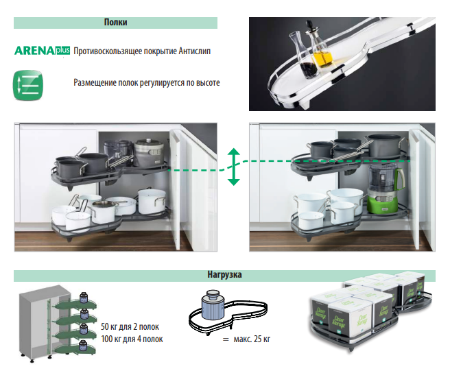 Комплект полок правый, Леманс 450 мм,Арена КЛАССИК,2 полки+рычаги,цвет ХРОМ,цвет дна Серый, антислип - фото с сайта Мебельщик - мебельная фурнитура Комплект полок правый, Леманс 450 мм,Арена КЛАССИК,2 полки+рычаги,цвет ХРОМ,цвет дна Серый, антислип - фото с сайта Мебельщик - мебельная фурнитура