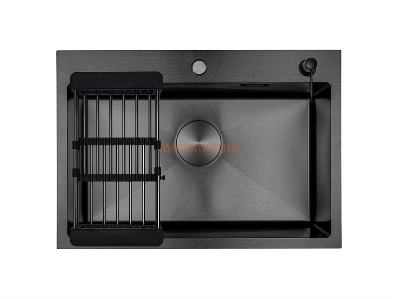 Мойка НАНО Черный 650*450мм, в комплекте дозатор, сетка - фото с сайта Мебельщик - мебельная фурнитура Мойка НАНО Черный 650*450мм, в комплекте дозатор, сетка - фото с сайта Мебельщик - мебельная фурнитура