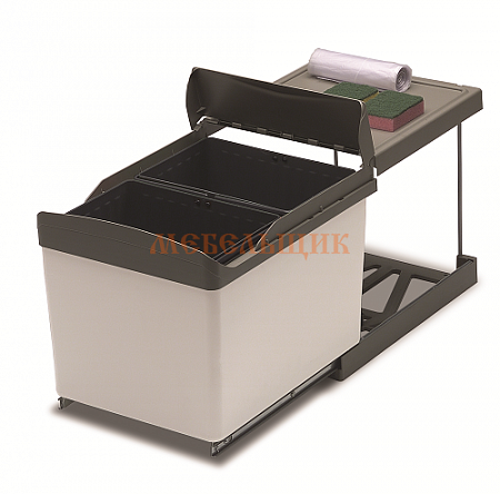 Ведро мусорное INOXA комплект 2х16л ведра серые нижнее крепление (6.516G) - фото с сайта Мебельщик - мебельная фурнитура Ведро мусорное INOXA комплект 2х16л ведра серые нижнее крепление (6.516G) - фото с сайта Мебельщик - мебельная фурнитура